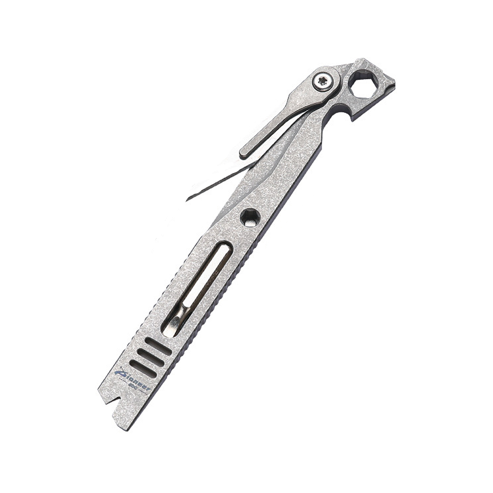 Titanium Utility Knife, Mini Folding Utility Knife with Pry Bar Function, EDC Keychain Tool for Opening Boxes, Paper Cutting, Outdoor & Office, Lightweight 1.1oz