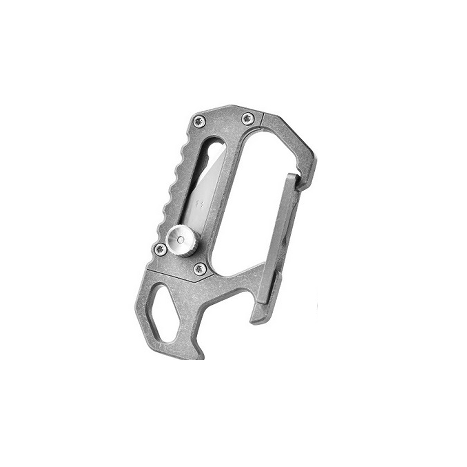 Titanium Carabiner Knife, EDC Keychain Multitool with Bottle Opener, Lightweight & Durable Keychain Tool for Daily Carry, Outdoor Activities (0.6oz, 2.5 Inches)