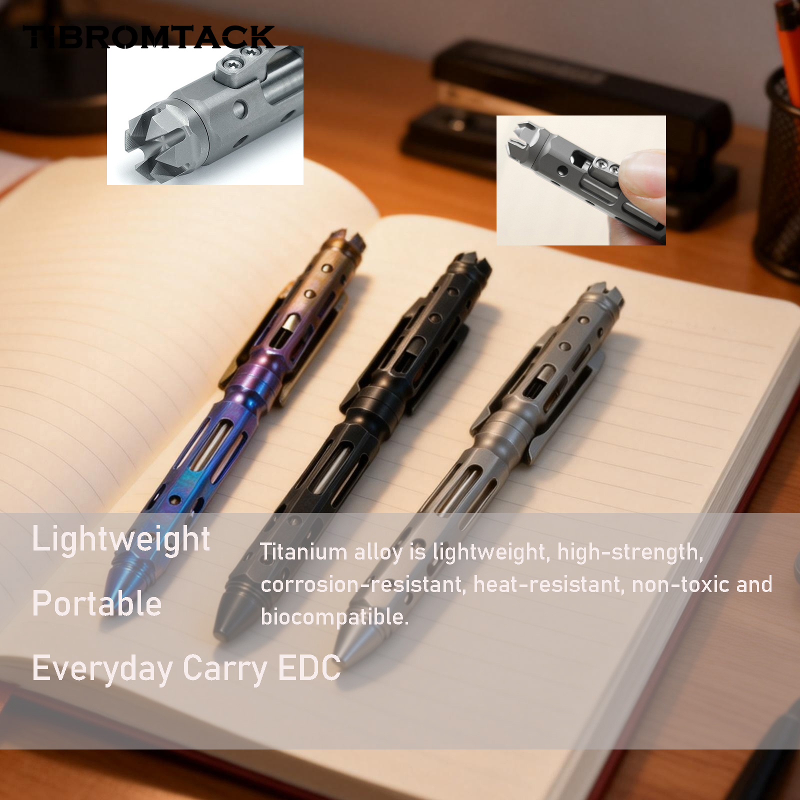 EDC Titanium Bolt Action Pen, Tactical Self Defense Pen with Hollow Design, Lightweight Gr5 Titanium Writing Pen for EDC Everyday Carry (5.43 in × 0.47 in, 1.27oz)