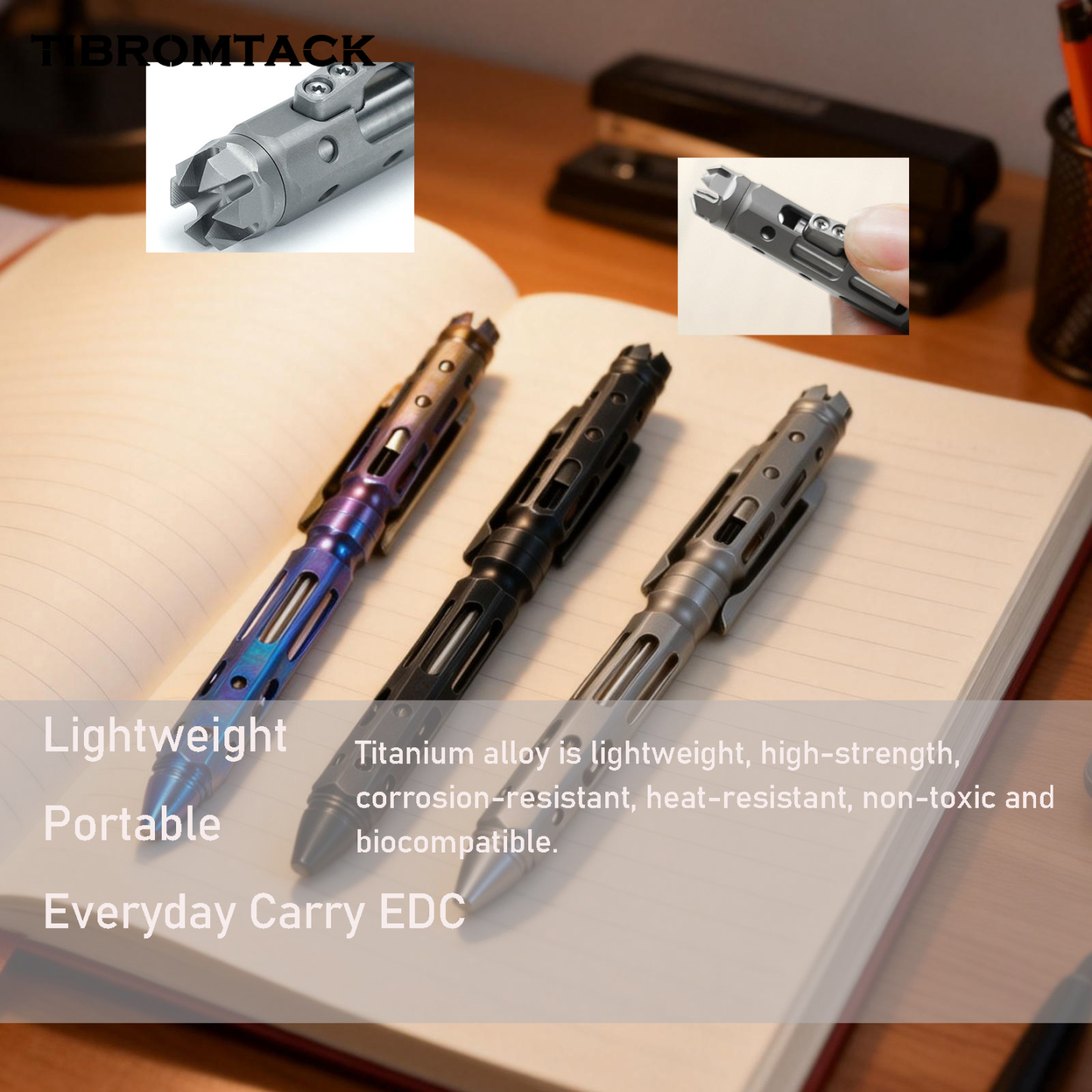 EDC Titanium Bolt Action Pen, Tactical Self Defense Pen with Hollow Design, Lightweight Gr5 Titanium Writing Pen for EDC Everyday Carry (5.43 in × 0.47 in, 1.27oz)