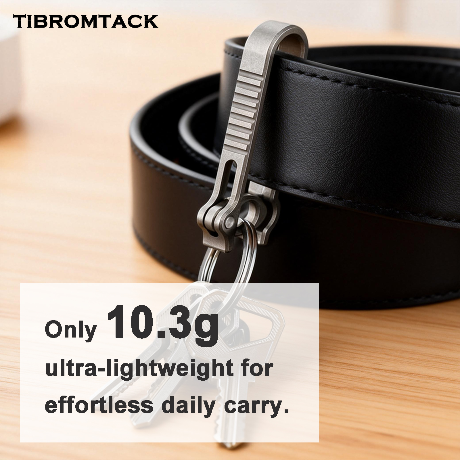 TIBROMTACK Titanium Alloy Key Clip, Belt Clip for Keys with Quick Release Buckle, Lightweight High Strength (58×21×6mm/10.3g)