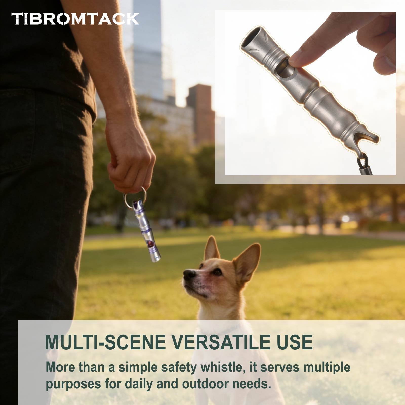 TIBROMTACK Gr5 Titanium Emergency Survival Whistle, Lightweight EDC Safety Whistle for Camping Hiking Sports.