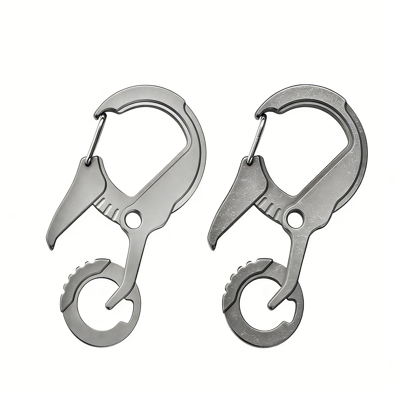 TIBROMTACK Titanium Carabiner Multitool, EDC Carabiner Keychain, Gr5 Titanium Key Ring, Lightweight 14g/0.49oz Keychain Carabiner for Keys, Bottle Opener (63×31×4mm)