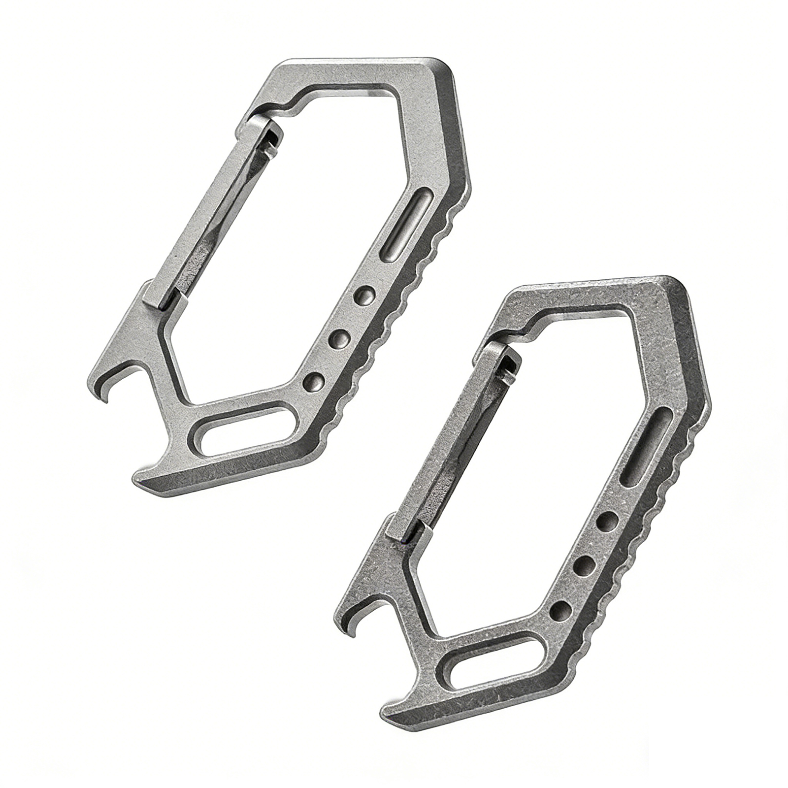 TIBROMTACK Gr5 Titanium Carabiner, EDC Multitool with Keychain Bottle Opener, Lightweight 15g for Outdoor & Daily Use