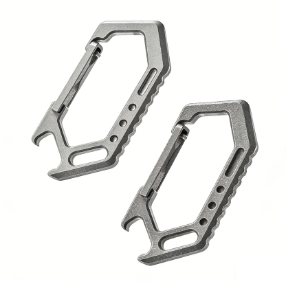 TIBROMTACK Gr5 Titanium Carabiner, EDC Multitool with Keychain Bottle Opener, Lightweight 15g for Outdoor & Daily Use