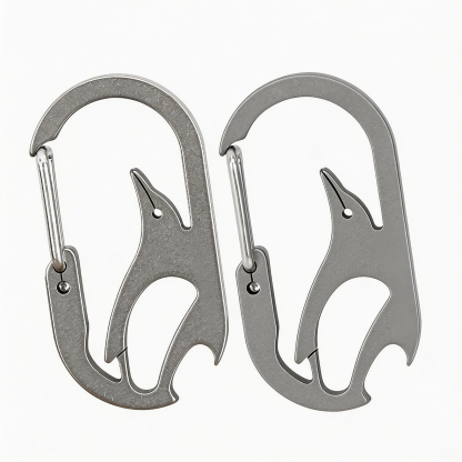 TIBROMTACK Gr5 Titanium Carabiner Keychain, Multitool Key Carabiner with Bottle Opener