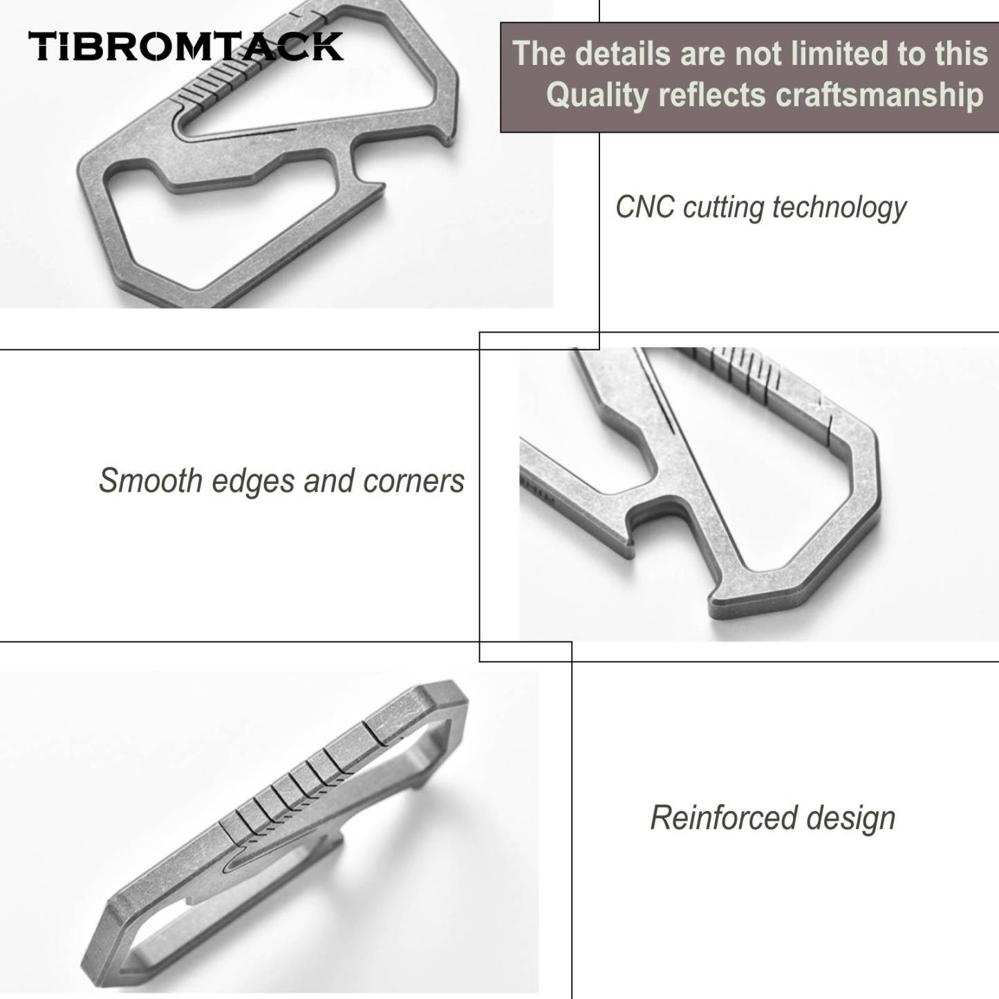 TIBROMTACK GR5 Titanium Keychain Carabiner with Bottle Opener, Multifunctional EDC Key Ring