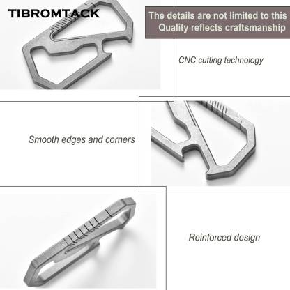 TIBROMTACK GR5 Titanium Keychain Carabiner with Bottle Opener, Multifunctional EDC Key Ring