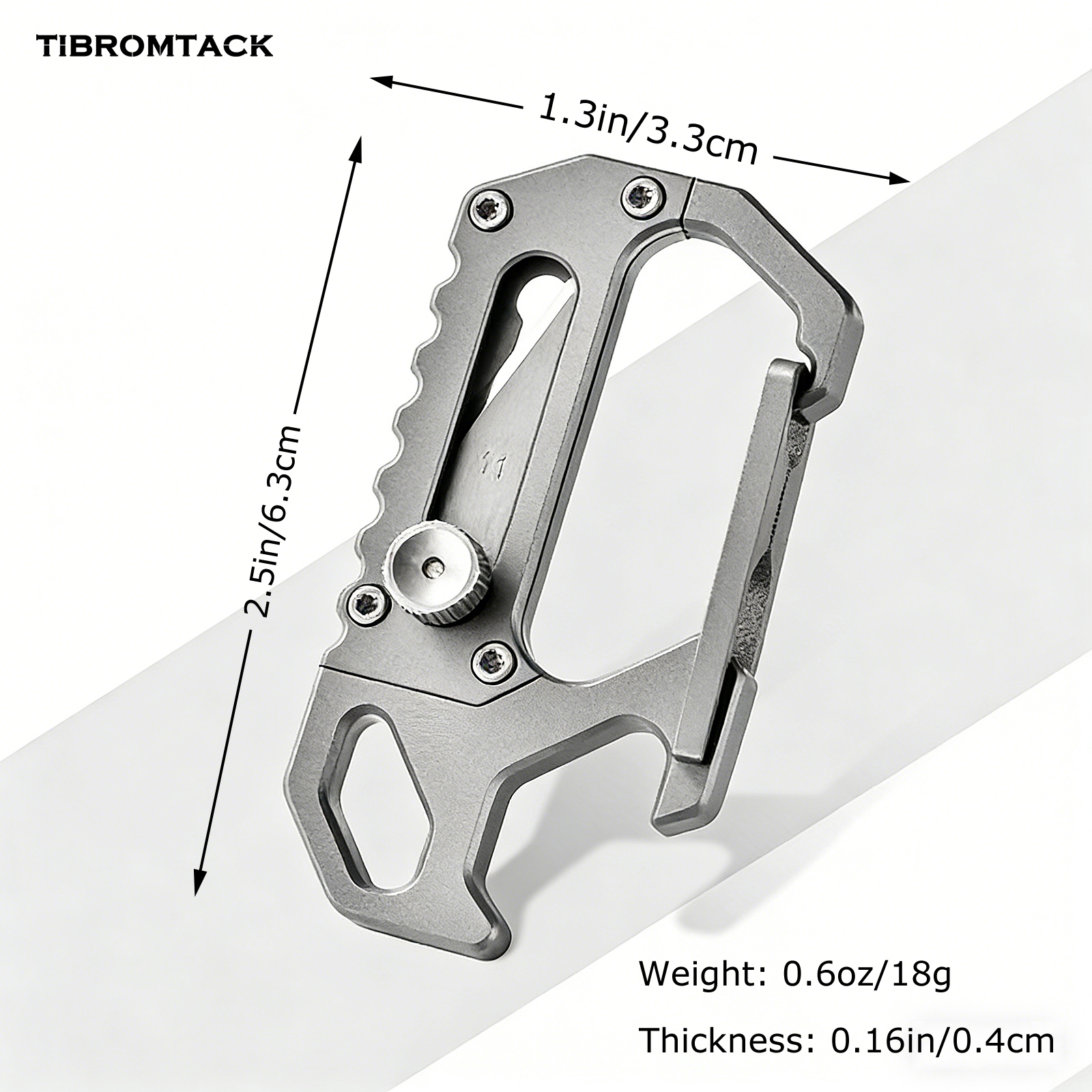 Titanium Carabiner Knife, EDC Keychain Multitool with Bottle Opener, Lightweight & Durable Keychain Tool for Daily Carry, Outdoor Activities (0.6oz, 2.5 Inches)