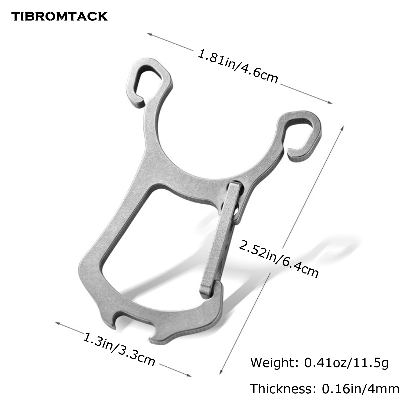 Titanium Carabiner Keychain with 2 Titanium Rings, Lightweight Key Clip for Keys Organizer, Multipurpose Bottle Opener EDC Tool, Durable Key Chain for Daily Use