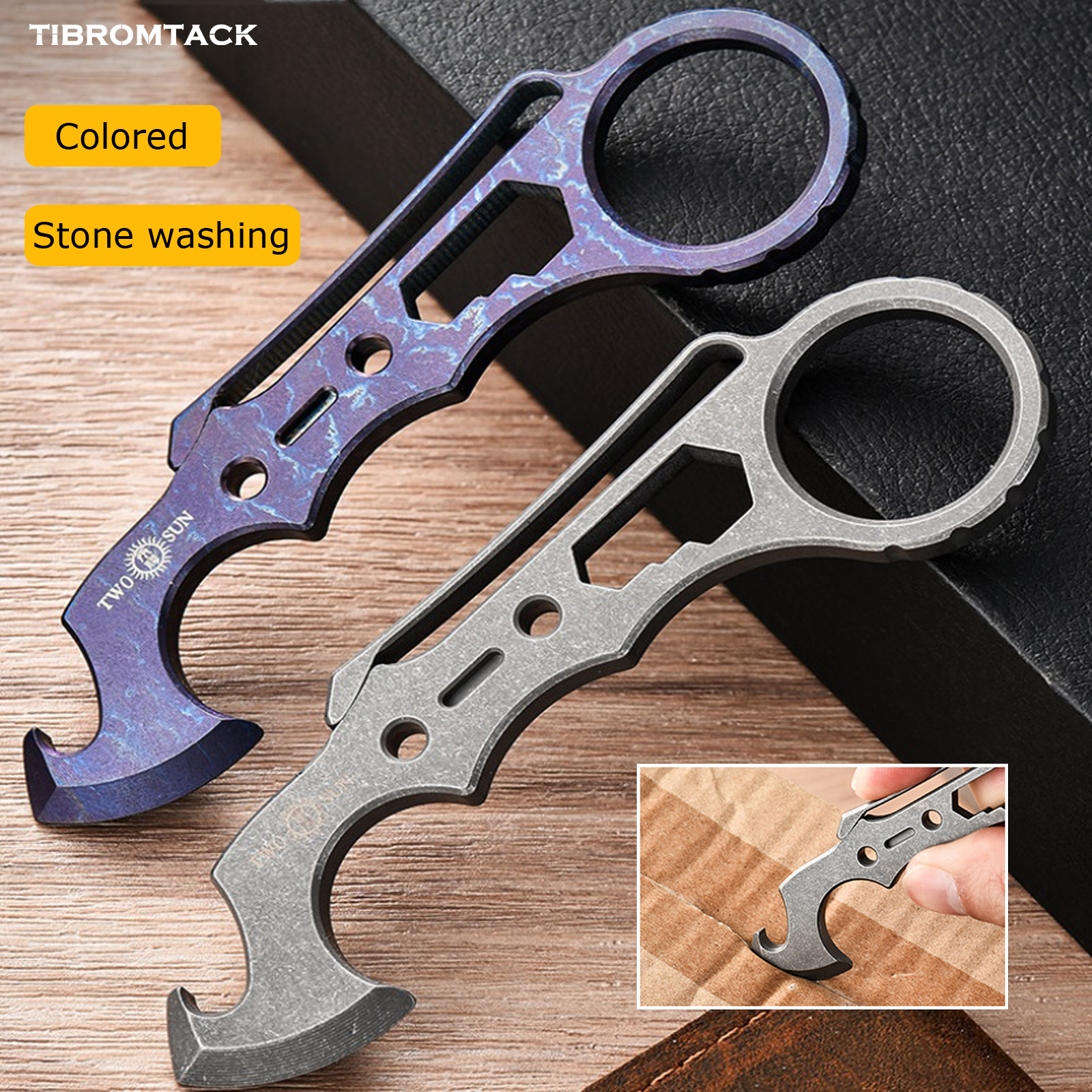 Titanium EDC Pry Bar, Multifunctional Tool with Bottle Opener & Screwdriver, 4.3 Inches Lightweight Pry Tool with Hanging Hole for Outdoor Camping Daily Use