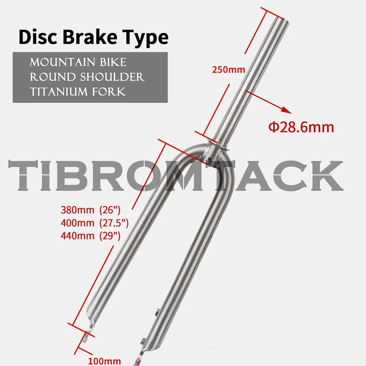 TIBROMTACK MTB Fork Titanium Bike Rigid Fork 26/27.5/29 Inches Straight Tube A Pillar Disk Brake Mountain Bicycle Hard Fork