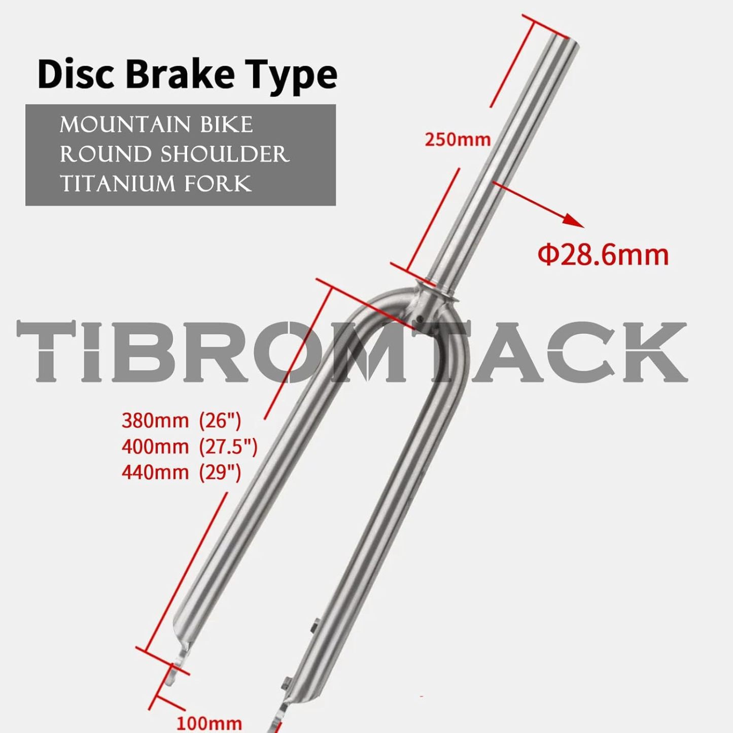 TIBROMTACK MTB Fork Titanium Bike Rigid Fork 26/27.5/29 Inches Straight Tube A Pillar Disk Brake Mountain Bicycle Hard Fork