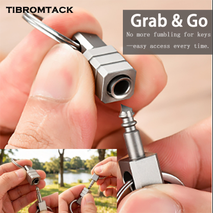 TIBROMTACK Gr5 Titanium Quick Release Keychain Clip, Lightweight 8g/0.28oz Portable Car Key Chain for Daily Use