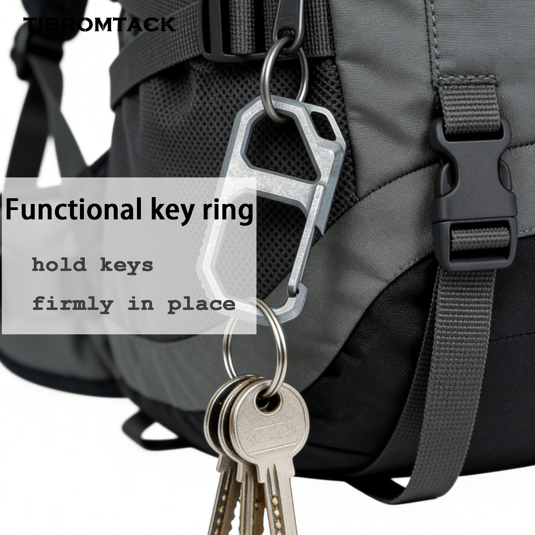 TIBROMTACK Titanium Keychain, Gr5 Titanium Carabiner, Key Clip for Keys & Outdoor Use