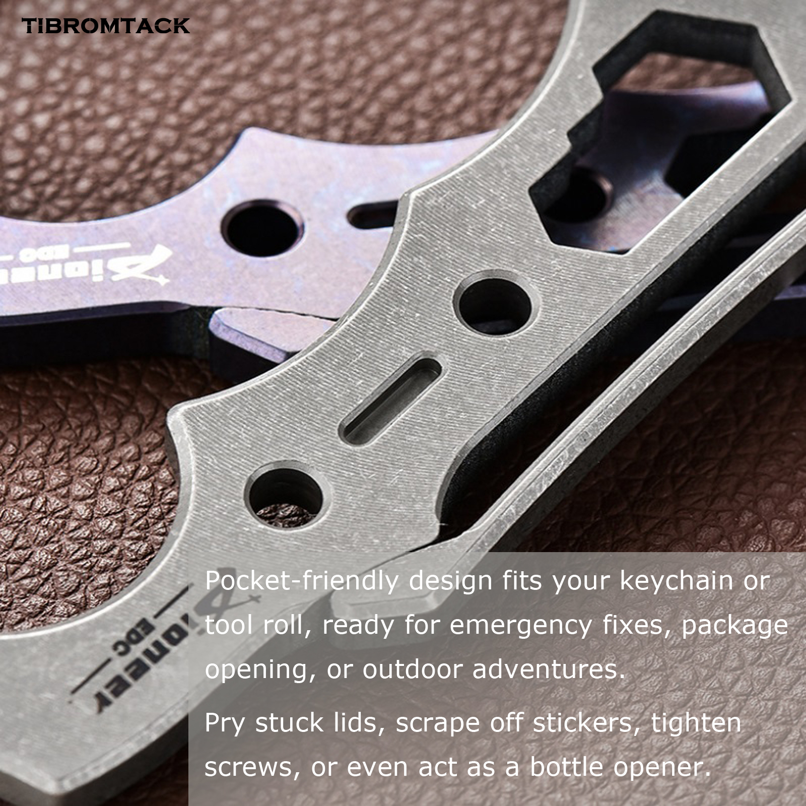 Titanium EDC Pry Bar, Multifunctional Tool with Bottle Opener & Screwdriver, 4.3 Inches Lightweight Pry Tool with Hanging Hole for Outdoor Camping Daily Use