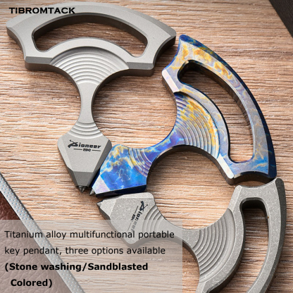 TIBROMTACK Titanium Multitool Keychain, 23g Lightweight EDC Tool with Tungsten Steel Tip for Emergency Window Breaking & Cutting, Portable Key Organizer (2"x1.81"x0.31")