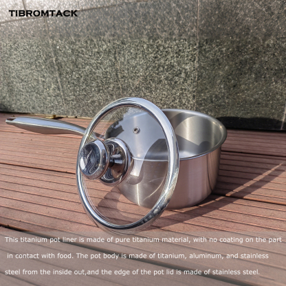 Titanium Milk Pot, Small Cooking Pot 7.1 Inch, Non-Coated Healthy Cookware with Titanium Inner Liner, Lightweight Heat-Conducting Pot for Home Kitchen (6.3inx 5.9in)