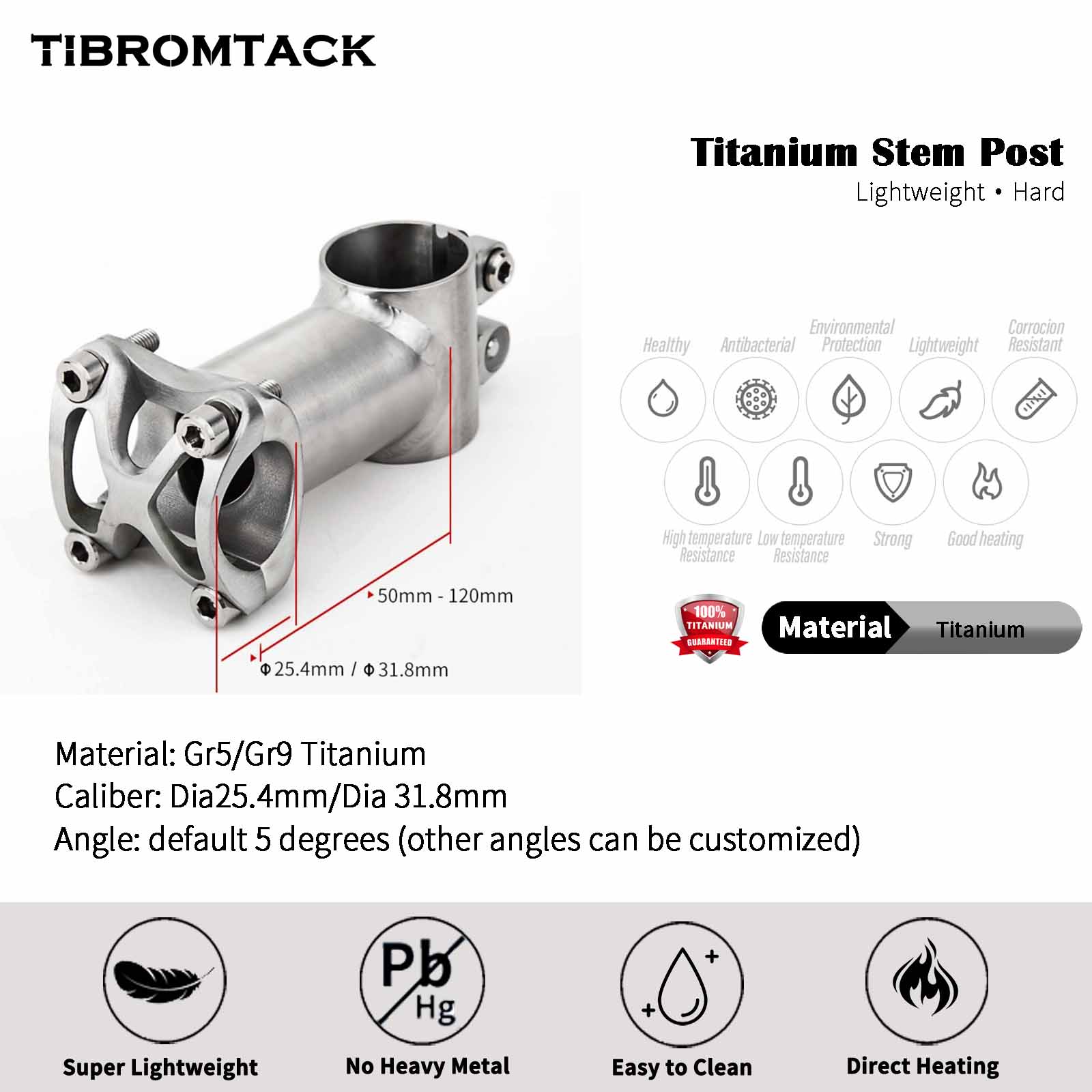 Bicycle Titanium Stem Post Integrated handlebars for mountain bikes and road bikes 25.4mm/31.8mm