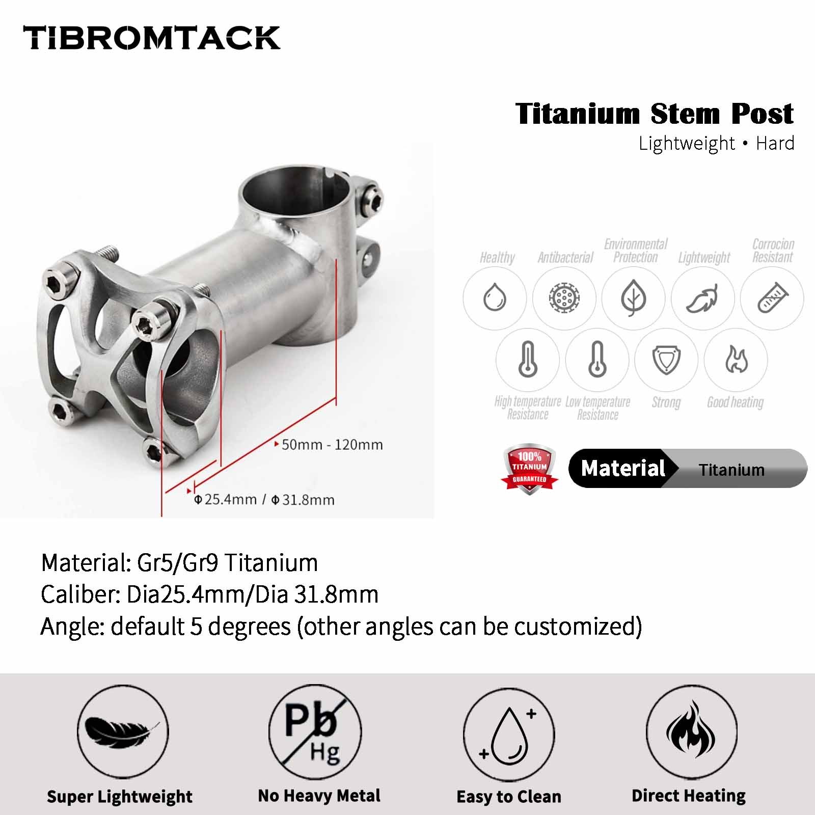 Bicycle Titanium Stem Post Integrated handlebars for mountain bikes and road bikes 25.4mm/31.8mm