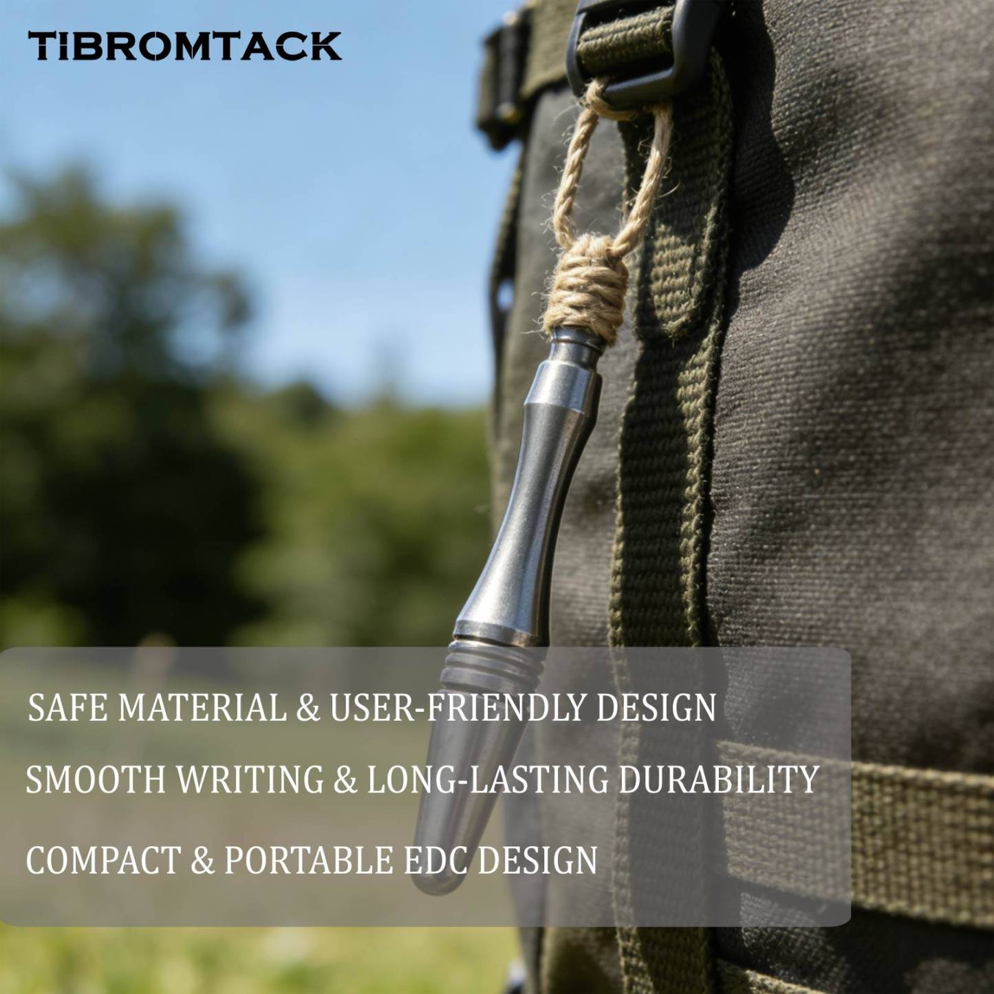 TIBROMTACK Titanium Tactical Pen, Gr5 Titanium Alloy EDC Pen, Portable Bolt Action Ridge Pen for Men, Lightweight Metal Alloy Writing Instrument for Outdoor Carry & Self Protection