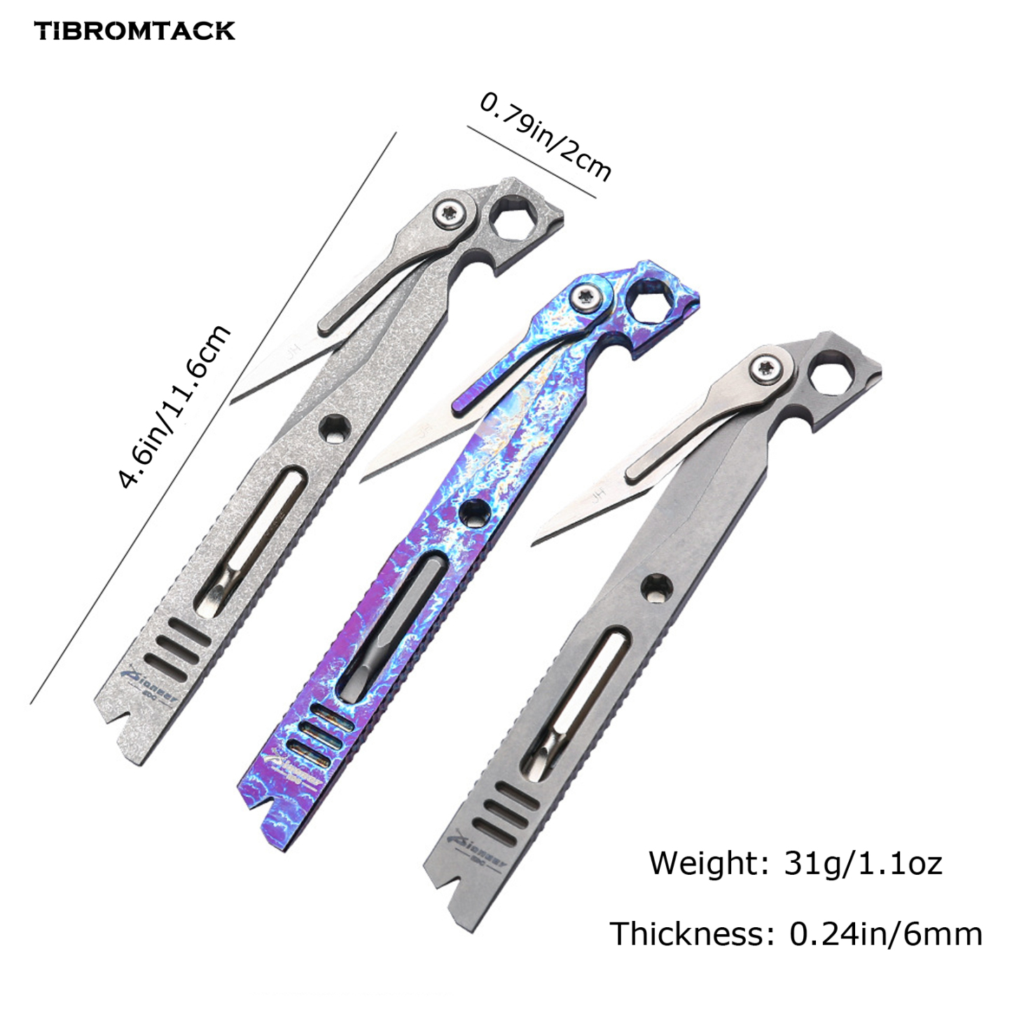 Titanium Utility Knife, Mini Folding Utility Knife with Pry Bar Function, EDC Keychain Tool for Opening Boxes, Paper Cutting, Outdoor & Office, Lightweight 1.1oz