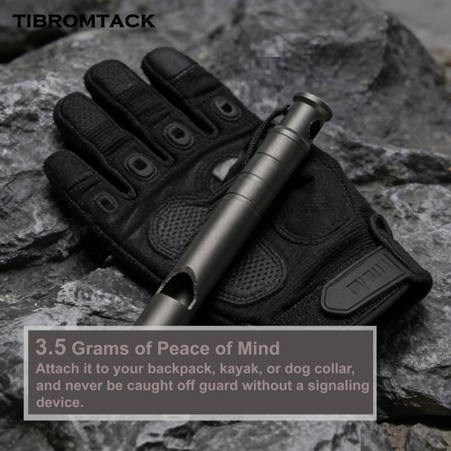 TIBROMTACK Titanium Emergency Whistle, Gr5 Titanium Alloy Safety Whistle, High Decibel Portable Outdoor Survival Whistle for Adults, Lightweight Compact Whistle for Hiking Camping Climbing