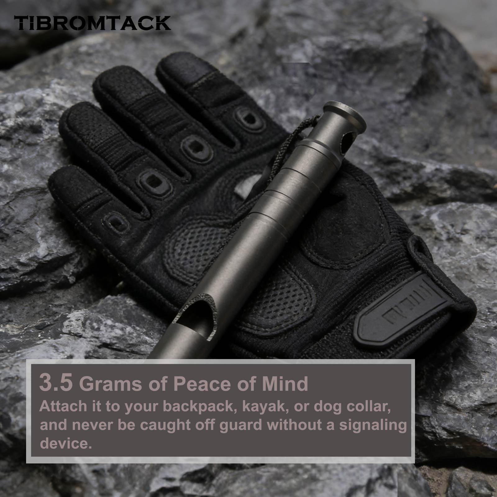 TIBROMTACK Titanium Emergency Whistle, Gr5 Titanium Alloy Safety Whistle, High Decibel Portable Outdoor Survival Whistle for Adults, Lightweight Compact Whistle for Hiking Camping Climbing