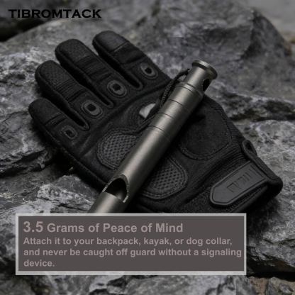 TIBROMTACK Titanium Emergency Whistle, Gr5 Titanium Alloy Safety Whistle, High Decibel Portable Outdoor Survival Whistle for Adults, Lightweight Compact Whistle for Hiking Camping Climbing