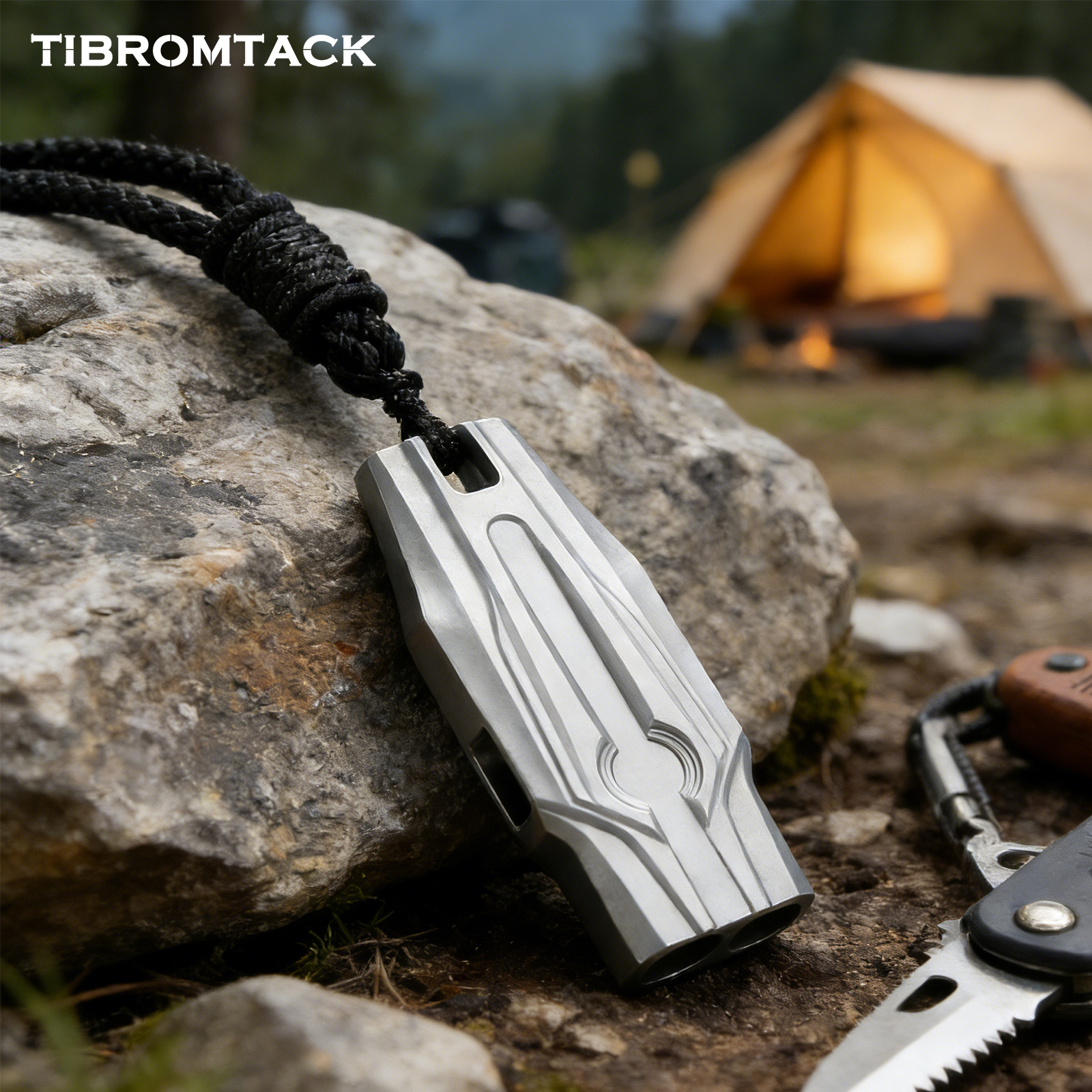 TIBROMTACK Titanium Dual Tube Whistle, Gr5 Titanium Emergency Whistle for Adults, Loud Survival Whistle, Lightweight & Rust-Proof Dog Whistle