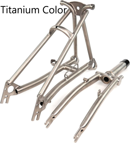 TIBROMTACK Titanium Fork and Rear Triangle for Brompton Bicycle 16 Inches Ultra Light Folding Bike Grade9 Ti Frame