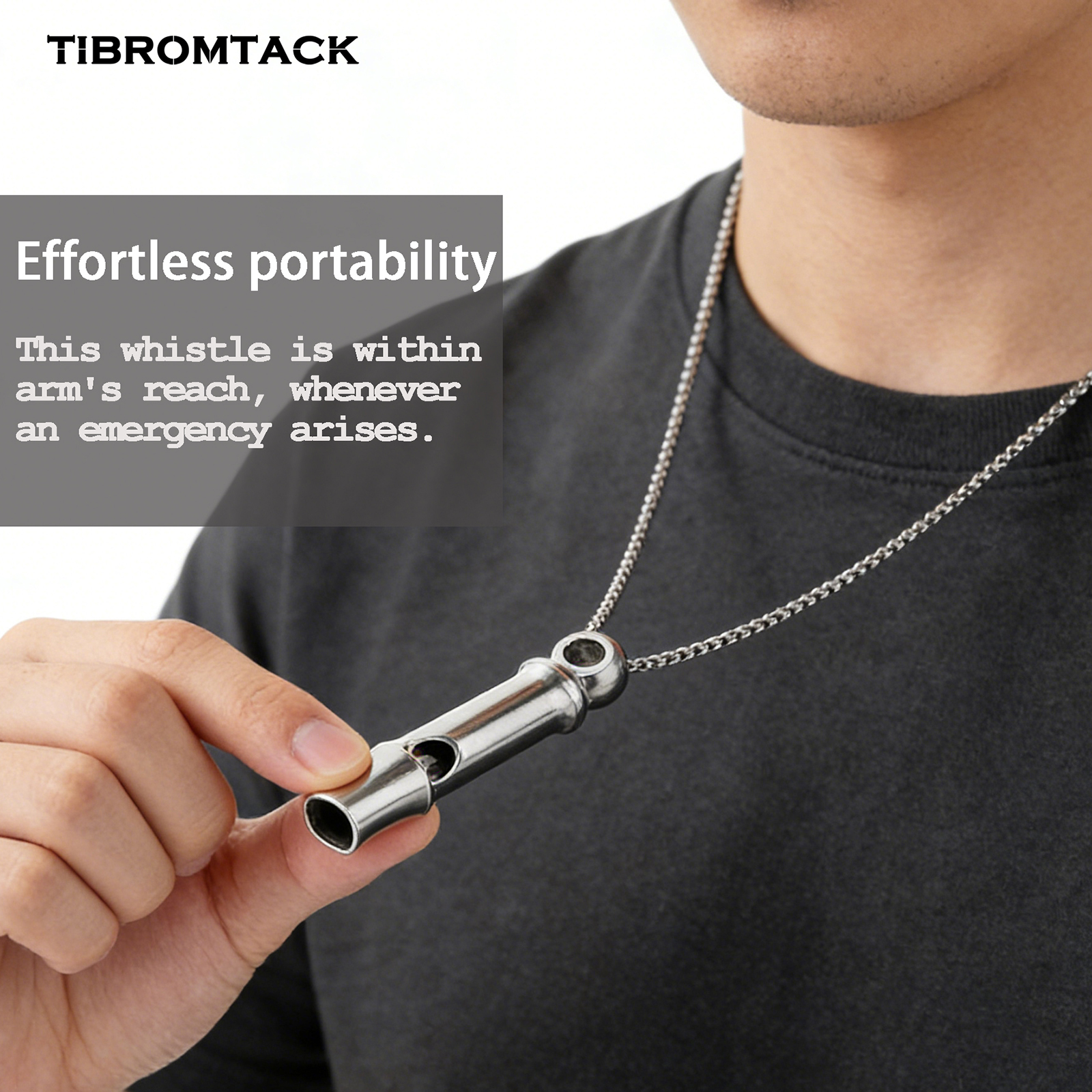 TIBROMTACK Titanium Whistle, Emergency Whistle Lightweight EDC Camping Tool, Portable Single Tube Whistle for Outdoor Survival