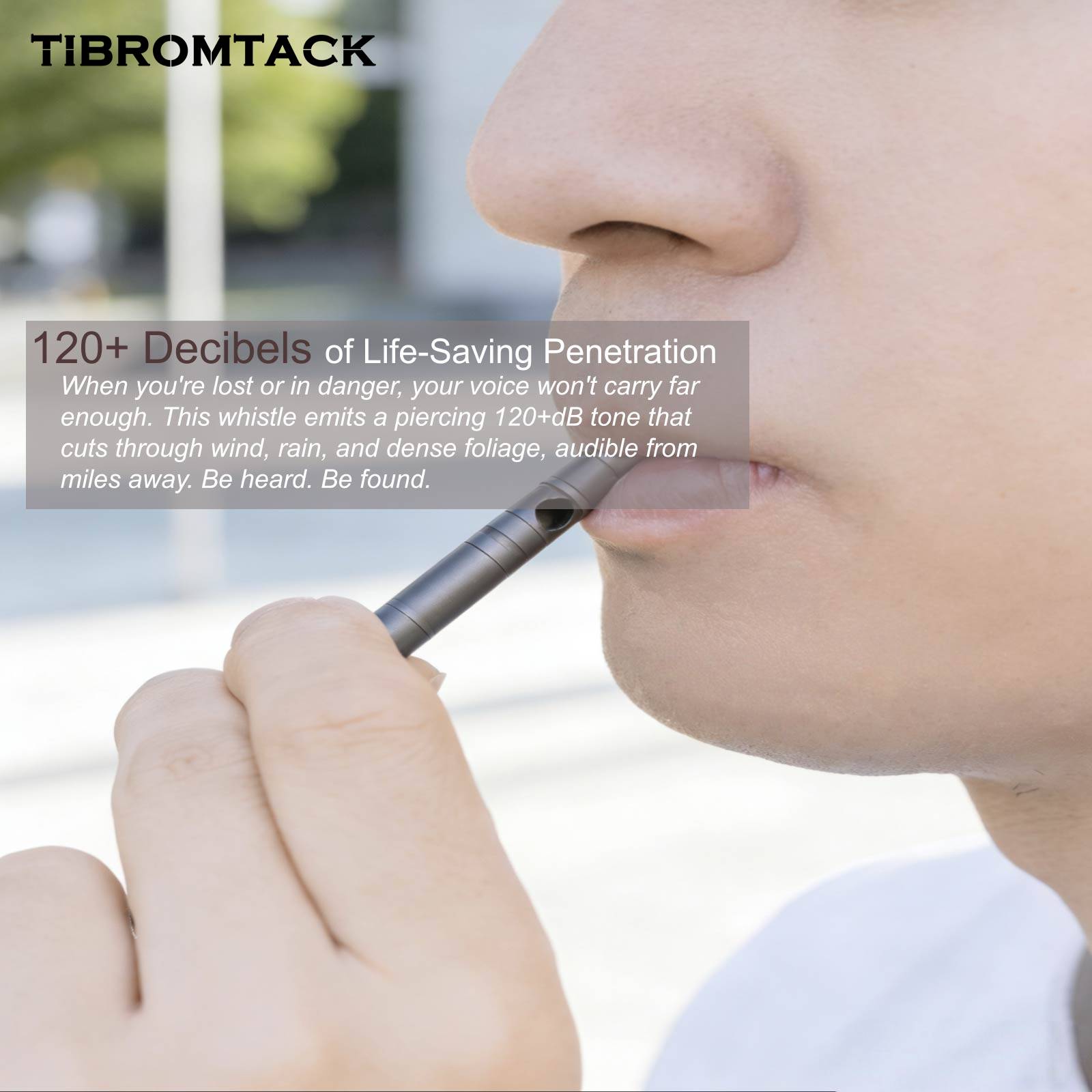 TIBROMTACK Titanium Emergency Whistle, Gr5 Titanium Alloy Safety Whistle, High Decibel Portable Outdoor Survival Whistle for Adults, Lightweight Compact Whistle for Hiking Camping Climbing