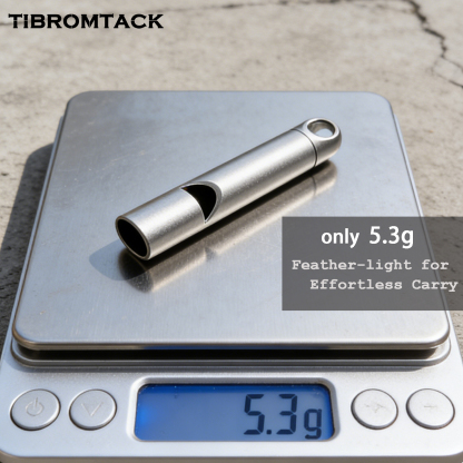 TIBROMTACK Emergency Titanium Whistle, Safety Whistle for Adults, Gr5 Titanium Material, High Strength & Easy to Carry for Outdoor Emergency