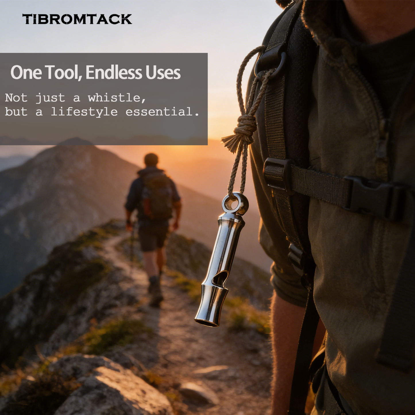 TIBROMTACK Titanium Whistle, Emergency Whistle Lightweight EDC Camping Tool, Portable Single Tube Whistle for Outdoor Survival