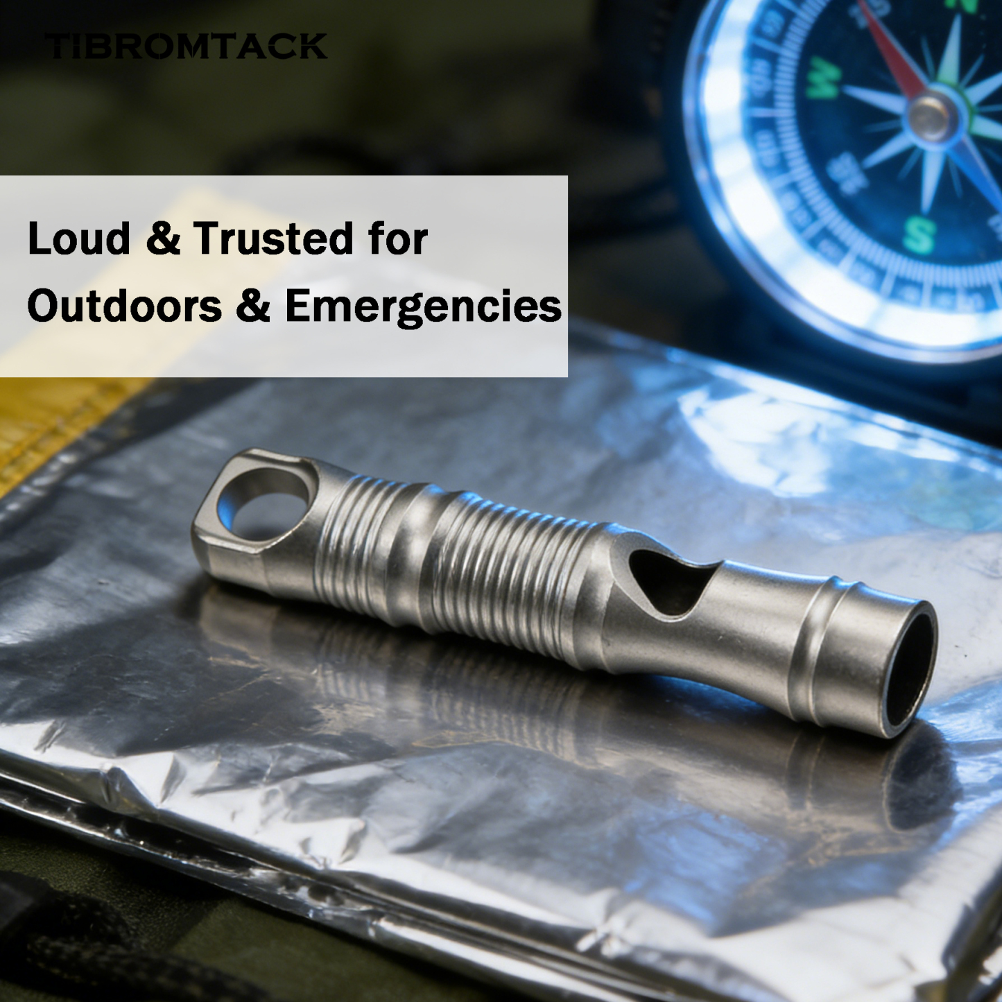 TIBROMTACK Titanium Whistle, Gr5 Titanium Material, Portable Whistle for Outdoor Emergency Rescue