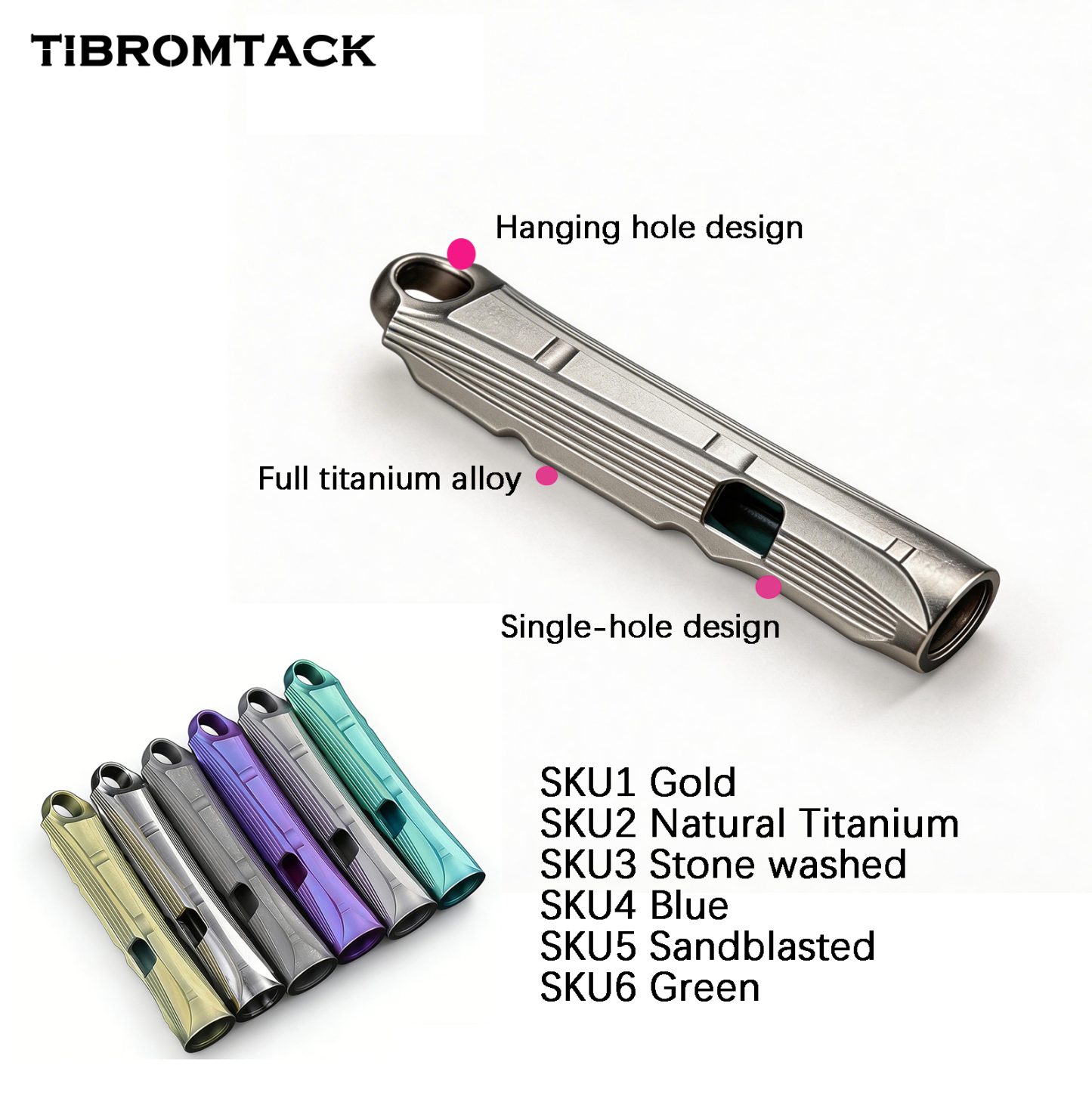 TIBROMTACK Titanium Whistle, Gr5 Titanium Emergency Whistle Loud Survival Whistle, Portable Whistles for Outdoor
