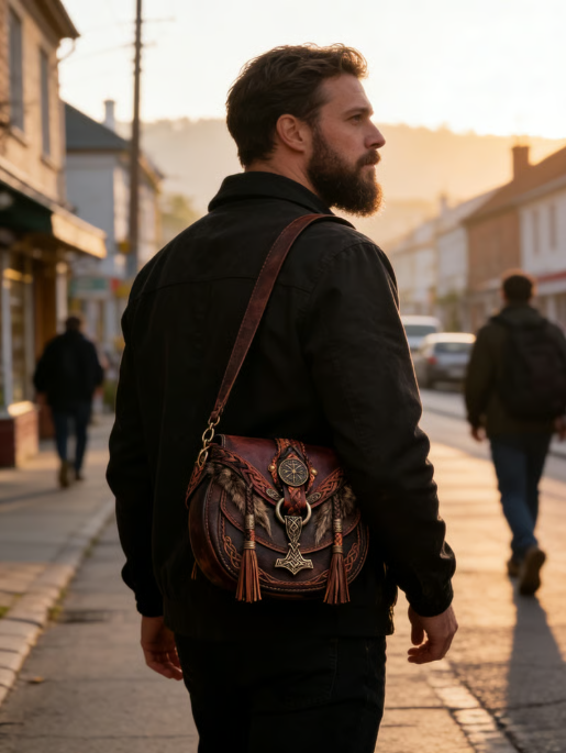 ⚔️ 👜Nathan's Viking Bags - 💕Perfect for men and women who love travel and adventure (✨Crossbody Strap Included) - Brown