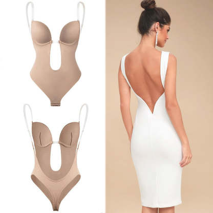 Backless Plunge Shapewear Strapless Bodysuit Shaper For No Back Dress