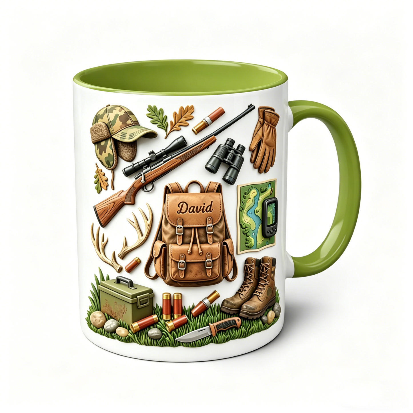 Custom Name Hunting Accent Mug, Nature Lover Hunter Coffee Mug