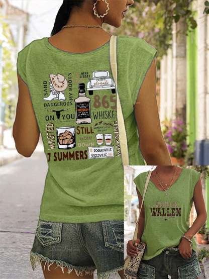 Women's Wallen Wasted On You Western Print Tank Top