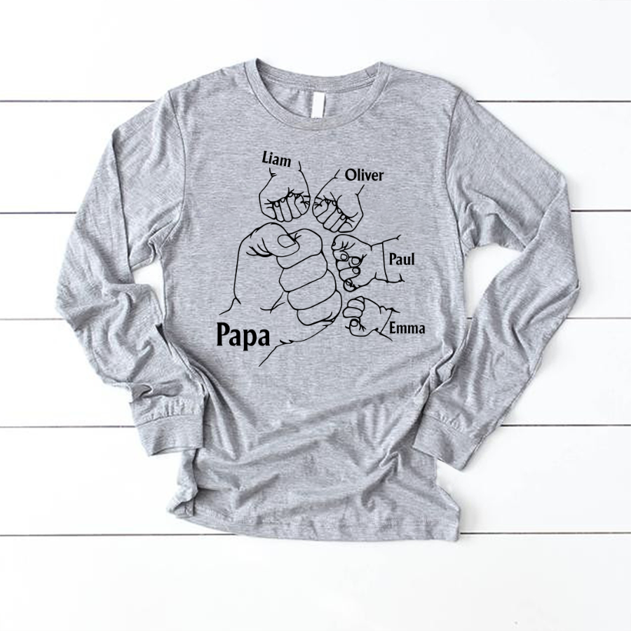 Papa And Kids Hand, Birthday Gift For Papa Longsleeve
