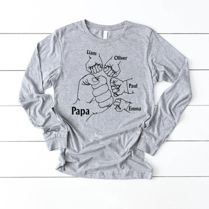 Papa And Kids Hand, Birthday Gift For Papa Longsleeve