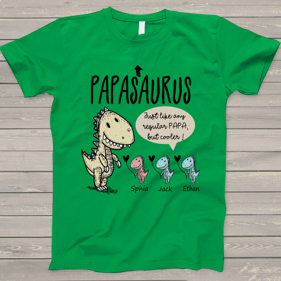 Personalized Papa saurus cute with grandkids T-Shirt