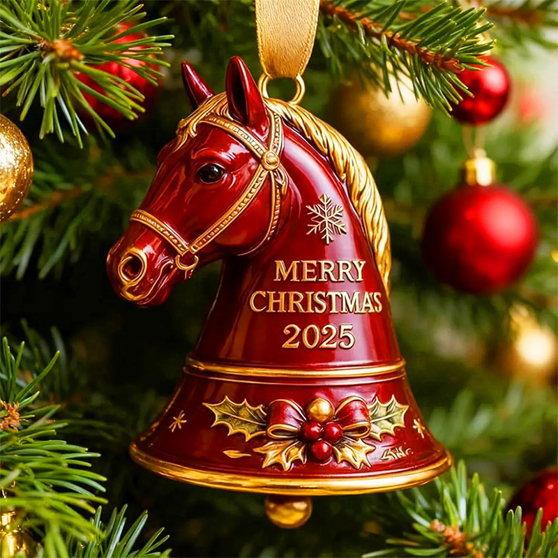 🐎Handmade Horse Bell Ornament – Merry Christmas 2025🎄
