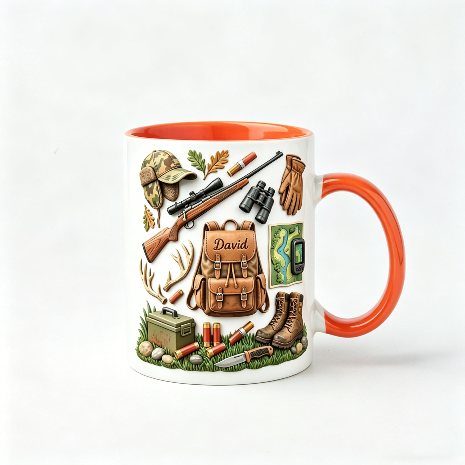 Custom Name Hunting Accent Mug, Nature Lover Hunter Coffee Mug