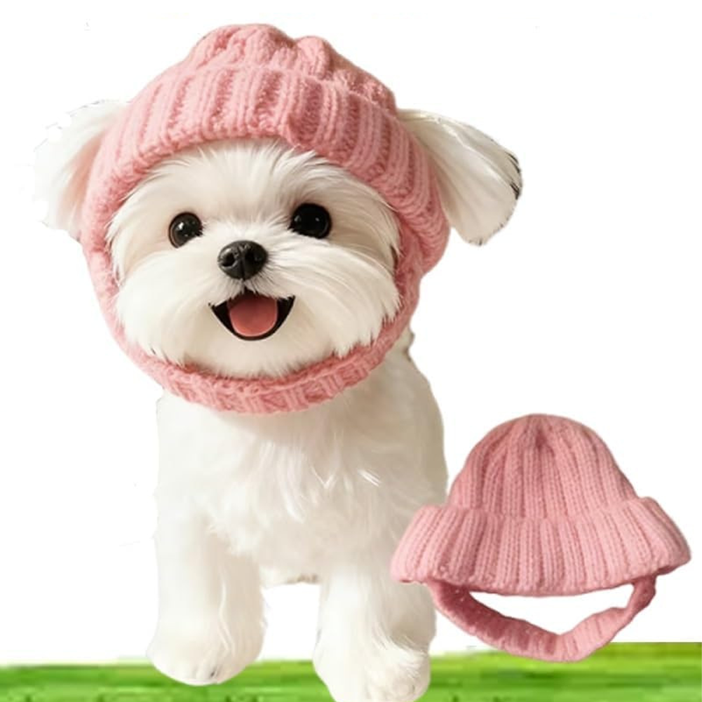 🔥NEW YEAR SALE  - 🐾Red Wool Knit Dog Beanie with Ear Flaps – Warm Winter Hat