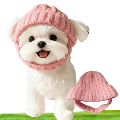 🔥NEW YEAR SALE  - 🐾Red Wool Knit Dog Beanie with Ear Flaps – Warm Winter Hat