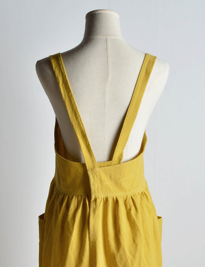 Women Solid Pocket Decor Sleeveless Cotton and Linen Overall Dress