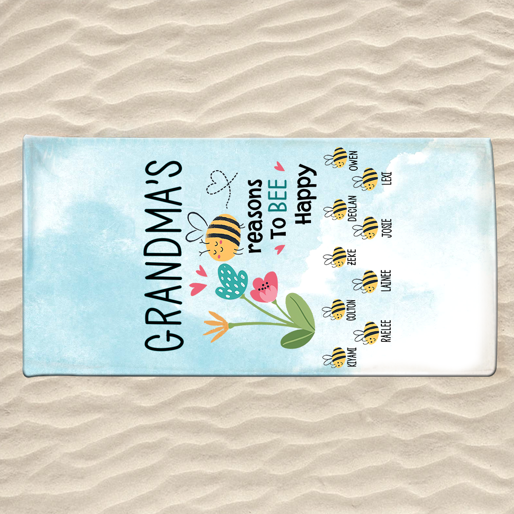 Personalized Bee Beach Towels, Bee Gifts For Fun Beekeeping Grandma And Kids, Summer Bee Beach Towels
